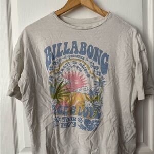 Billabong Vintage Graphic Tee in Cream with Blue and Pink